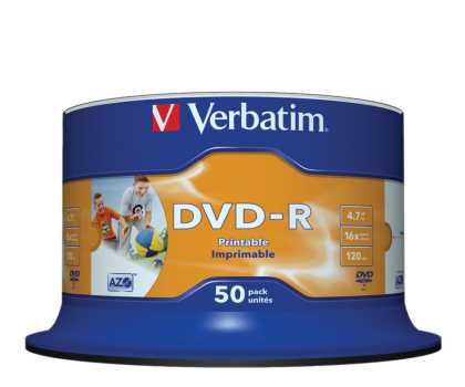 Płyta CD/DVD/Blu-Ray VERBATIM DVD-R 16x 4.7GB 50P CB PRINTABLE 43533